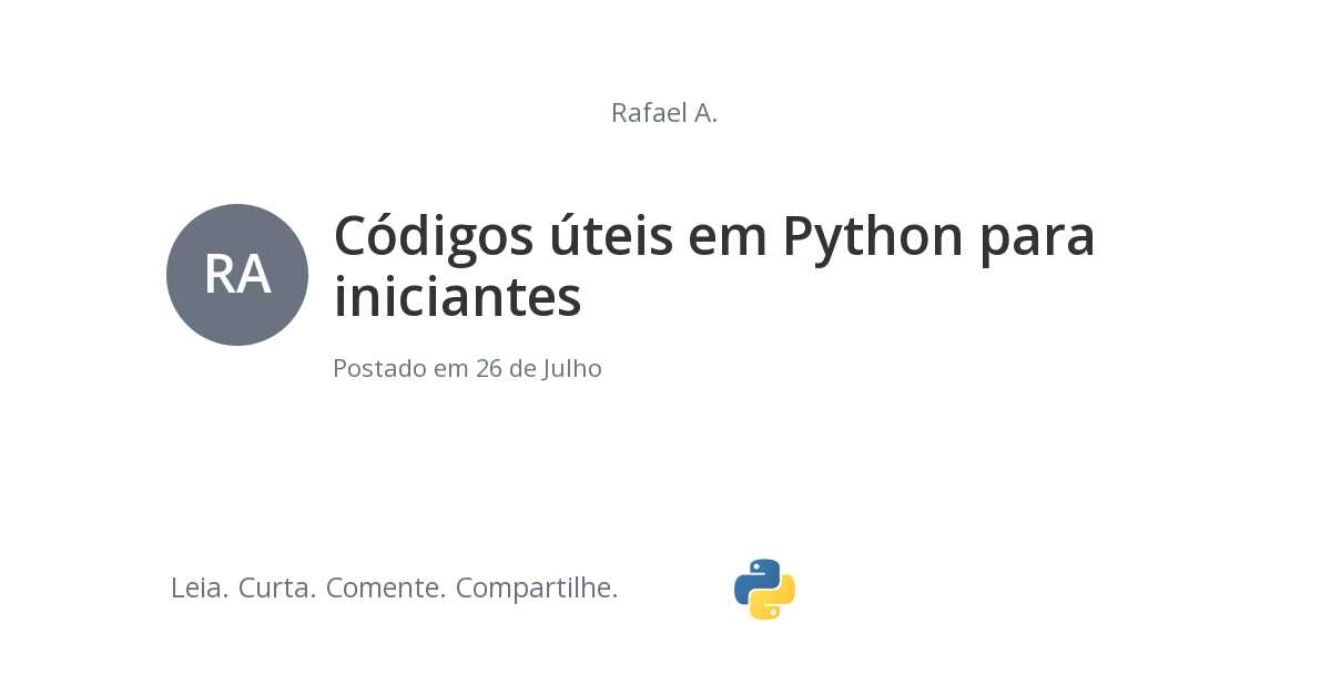 Códigos úteis em Python para iniciantes