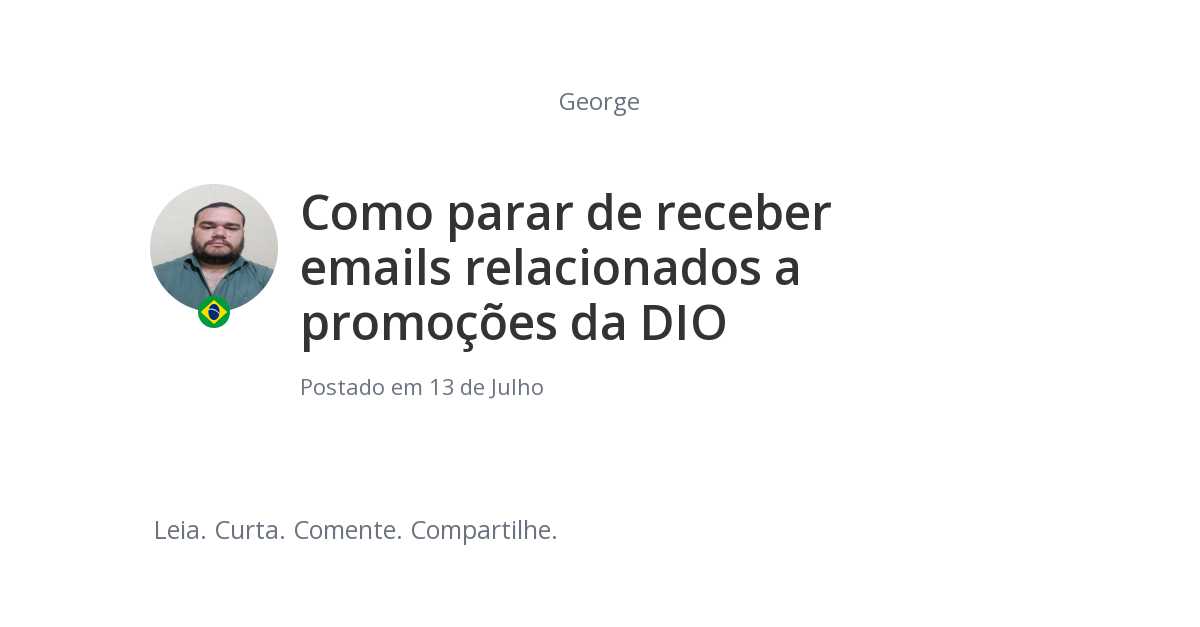 Como parar de receber emails relacionados a promoções da DIO