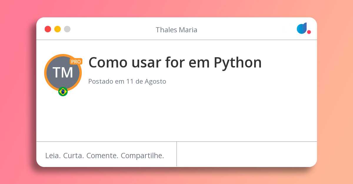 Como usar for em Python