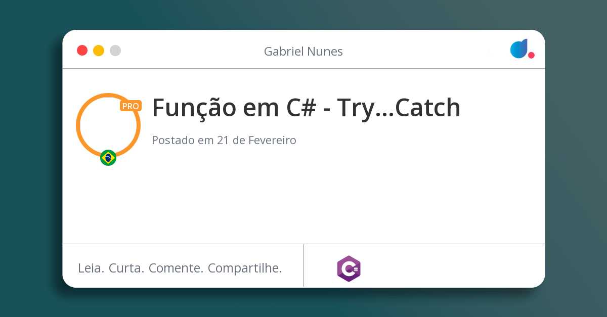 Função em C# - Try...Catch