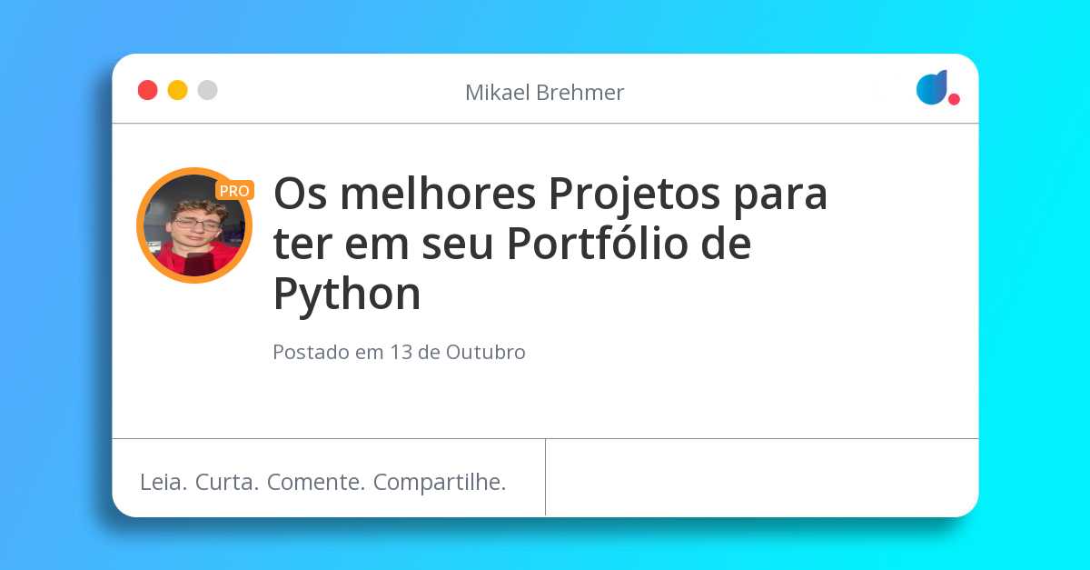 Os melhores Projetos para ter em seu Portfólio de Python | Micael Brch ...