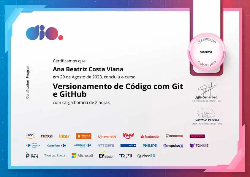 certificate of Versionamento de Código com Git e GitHub