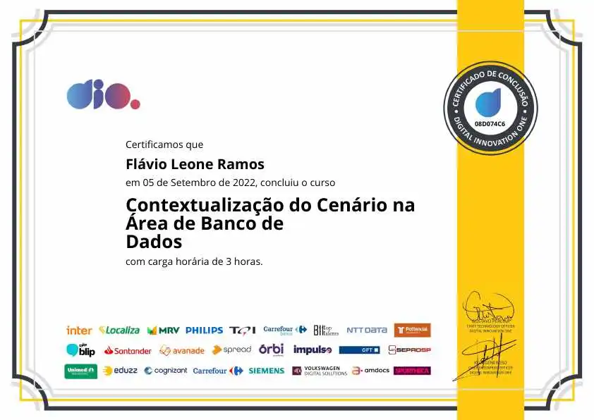 certificate of Introdução a Banco de Dados