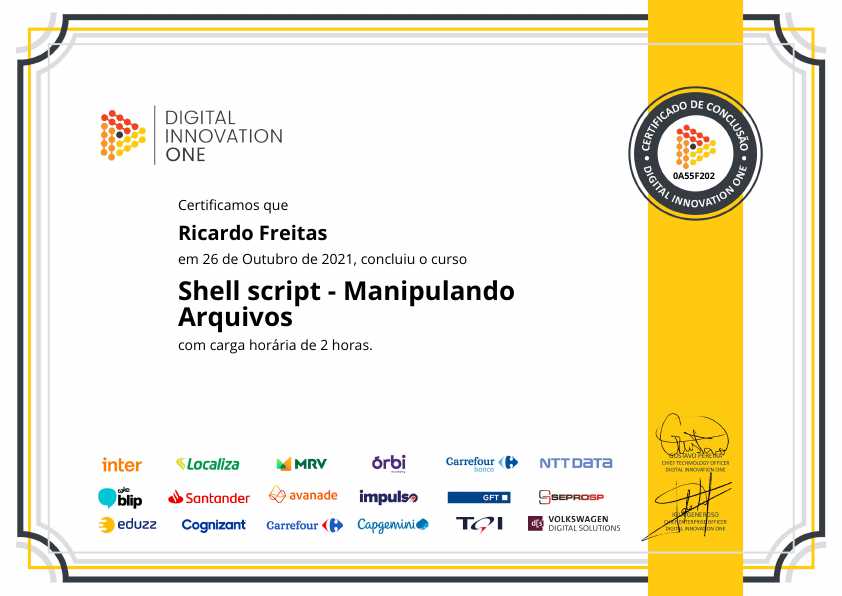 certificate of Shell script - Manipulando Arquivos