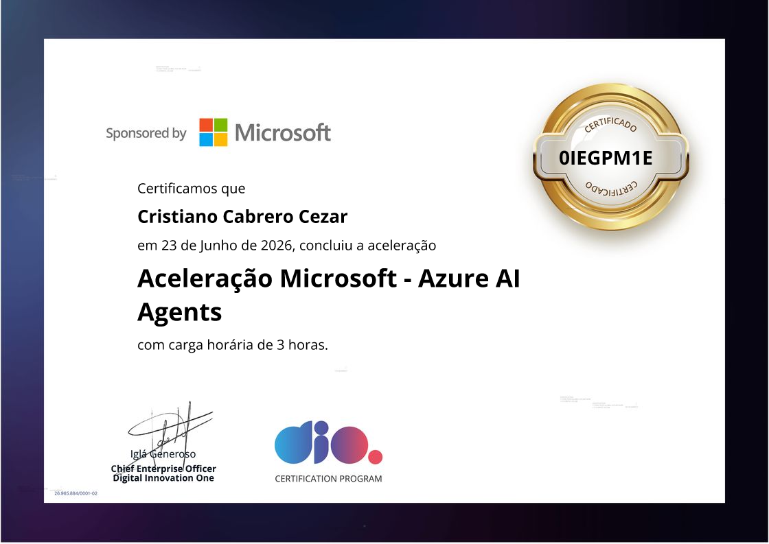 certificate of Aceleração Microsoft - Azure AI Agents