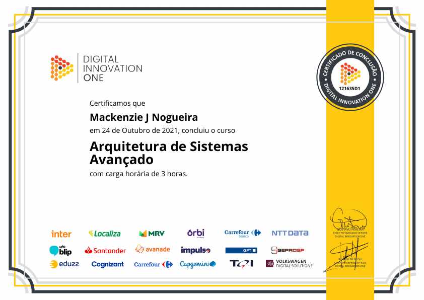 certificate of Arquitetura de Sistemas Avançado