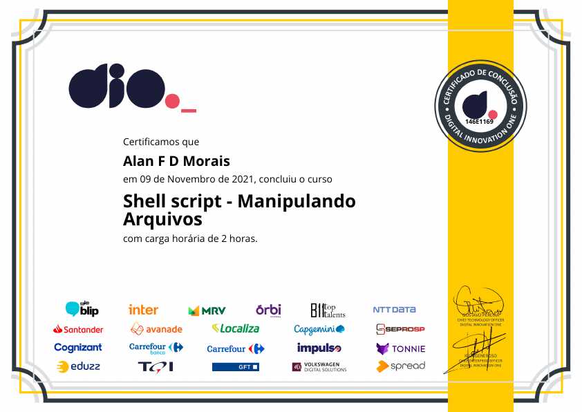 certificate of Shell script - Manipulando Arquivos