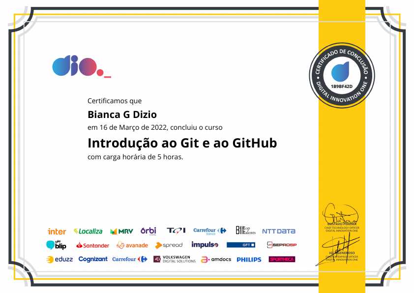 certificate of Introdução ao Git e ao GitHub