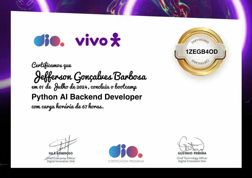 certificate of Python AI Backend Developer