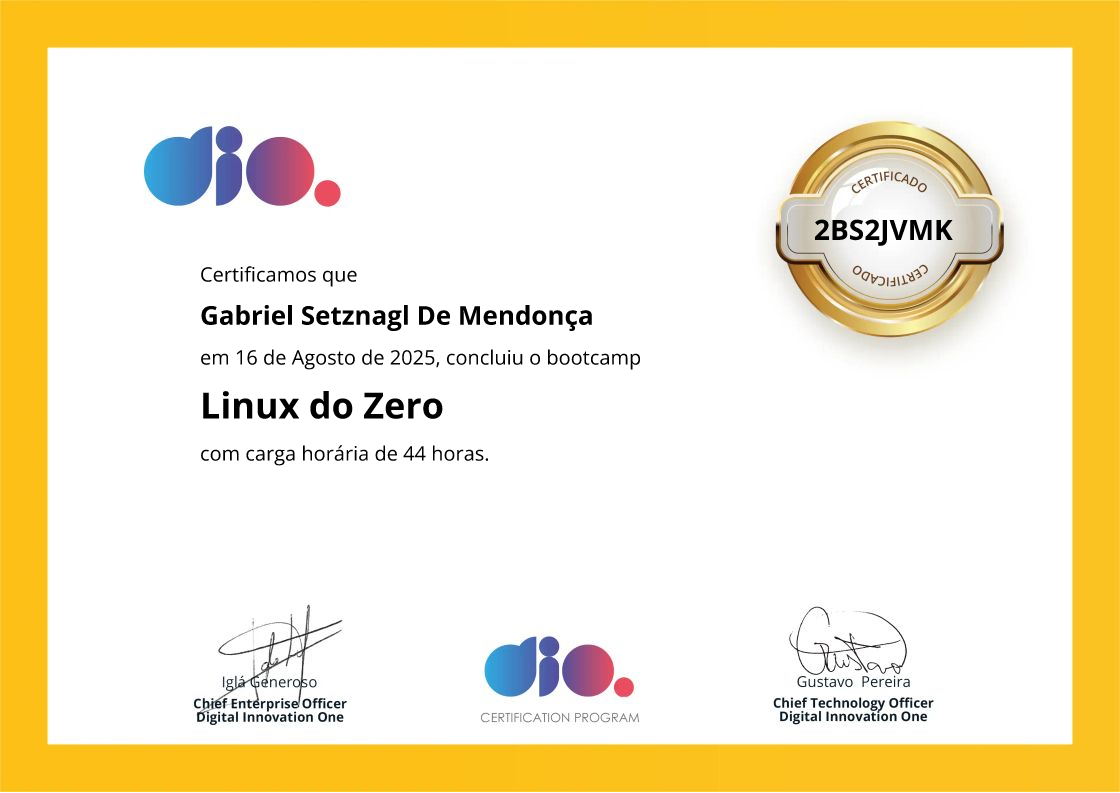 certificate of Linux do Zero
