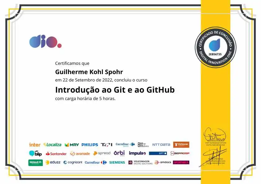 certificate of Introdução ao Git e ao GitHub