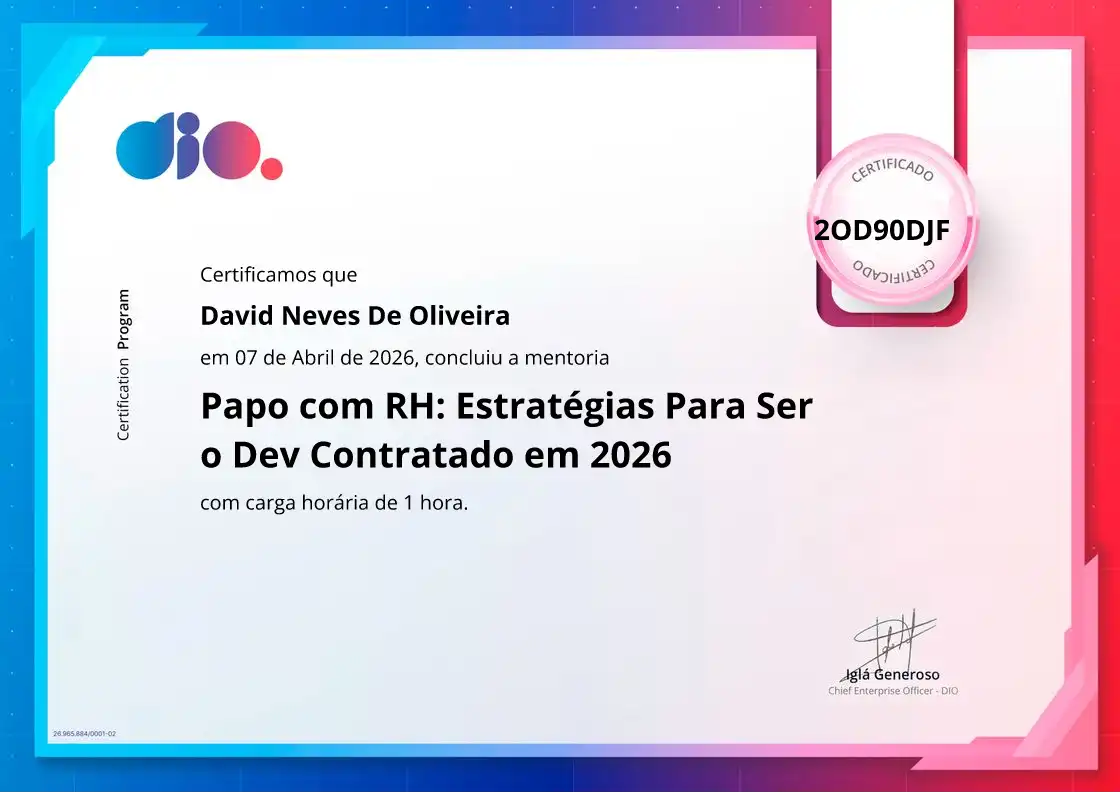 certificate of Papo com RH: Estratégias Para Ser o Dev Contratado em 2026