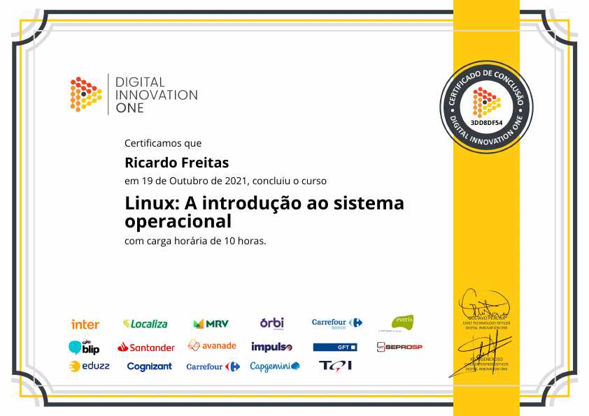 certificate of Linux: Introdução ao Sistema Operacional