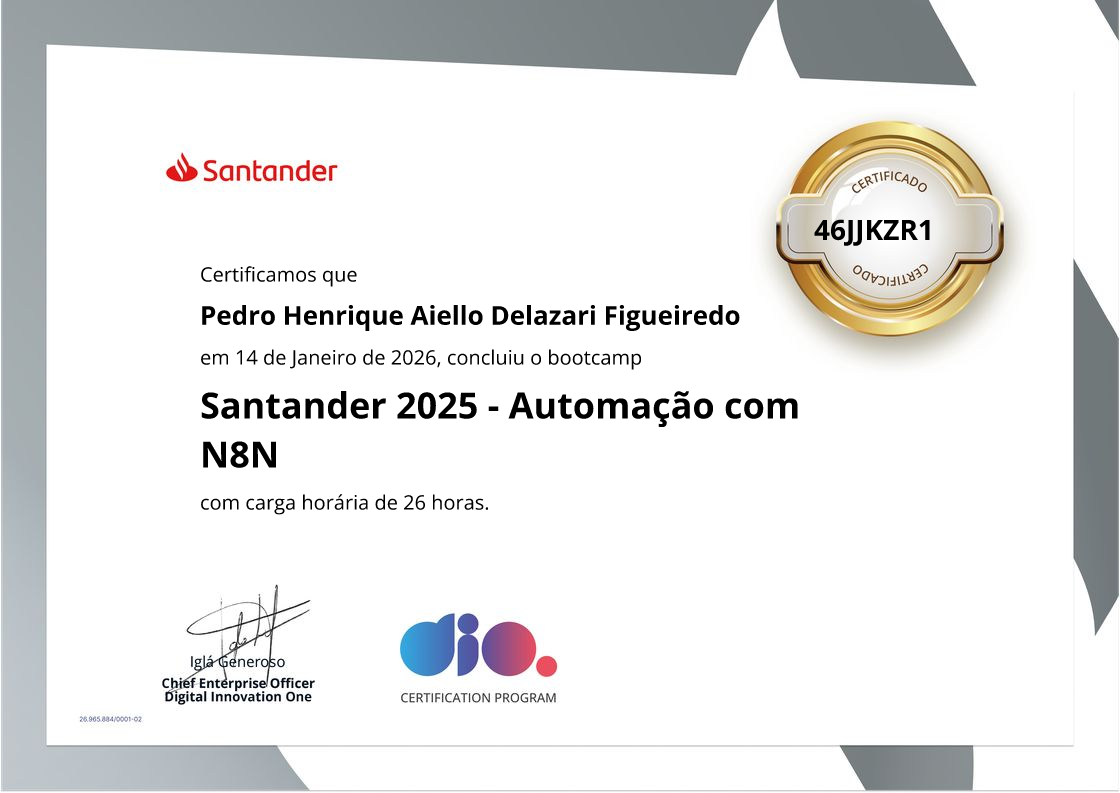 certificate of Santander 2025 - Automação com N8N