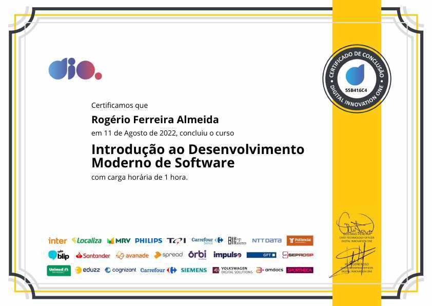 certificate of Introdução ao Desenvolvimento Moderno de Software