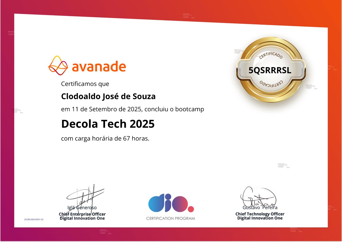 certificate of Decola Tech 2025