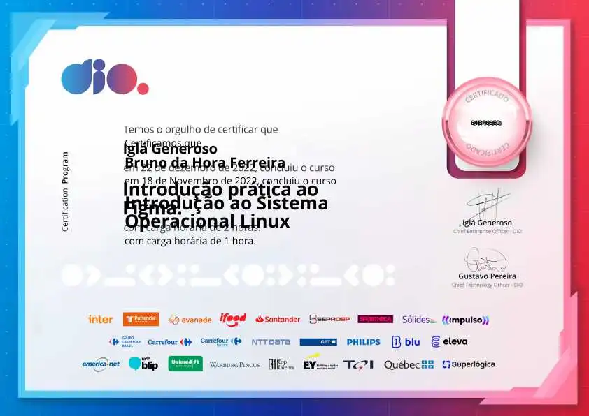 certificate of Introdução ao Sistema Operacional Linux