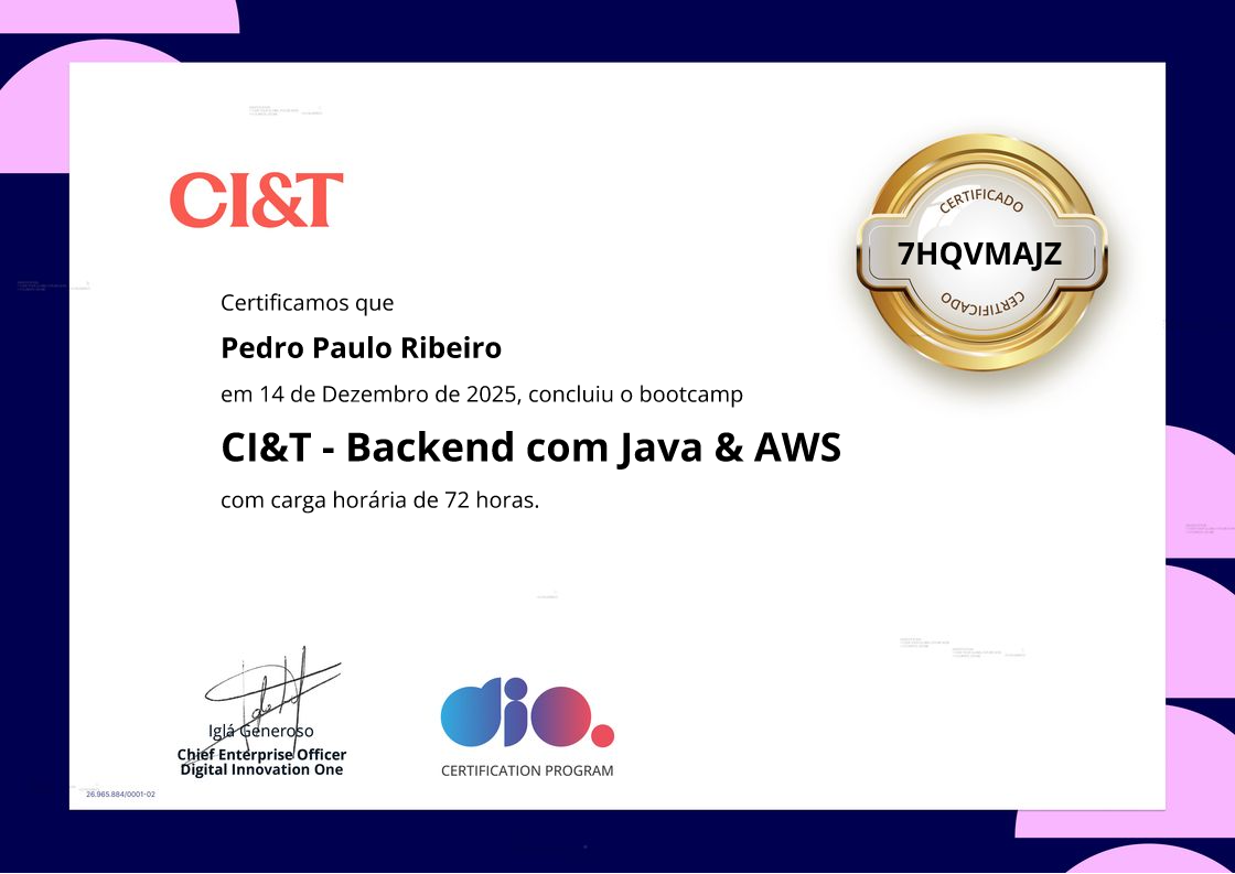 certificate of CI&T - Backend com Java & AWS