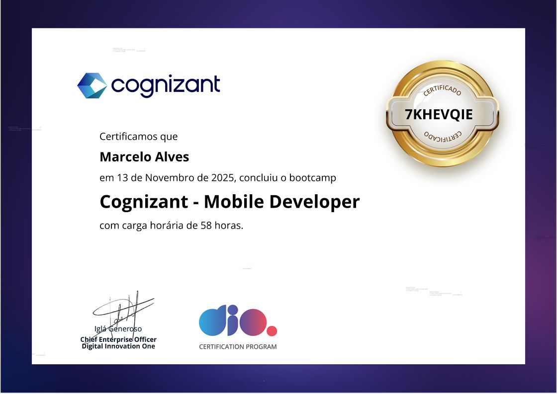 certificate of Cognizant - Mobile Developer