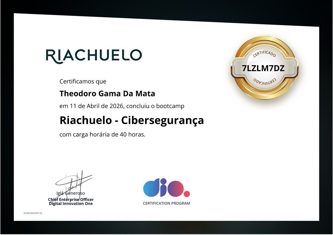certificate of Riachuelo - Cibersegurança
