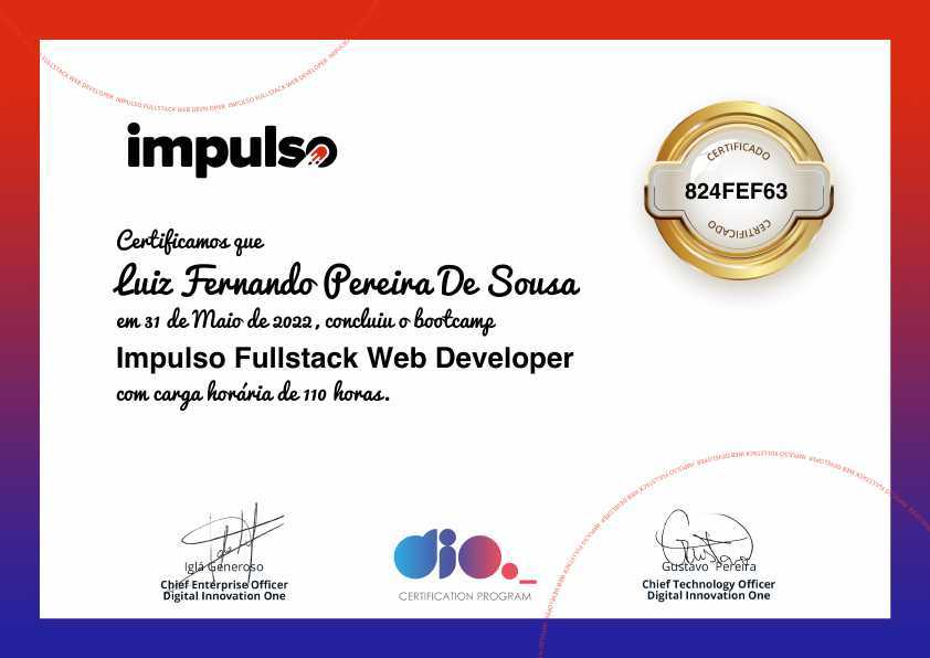 certificate of Impulso Fullstack Web Developer
