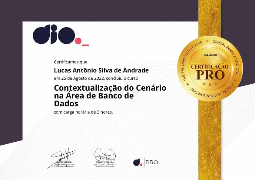 certificate of Introdução a Banco de Dados