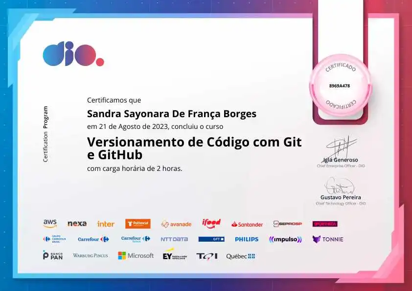 certificate of Versionamento de Código com Git e GitHub