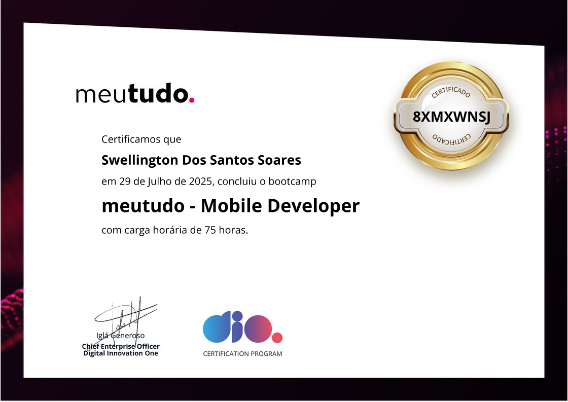 certificate of meutudo - Mobile Developer