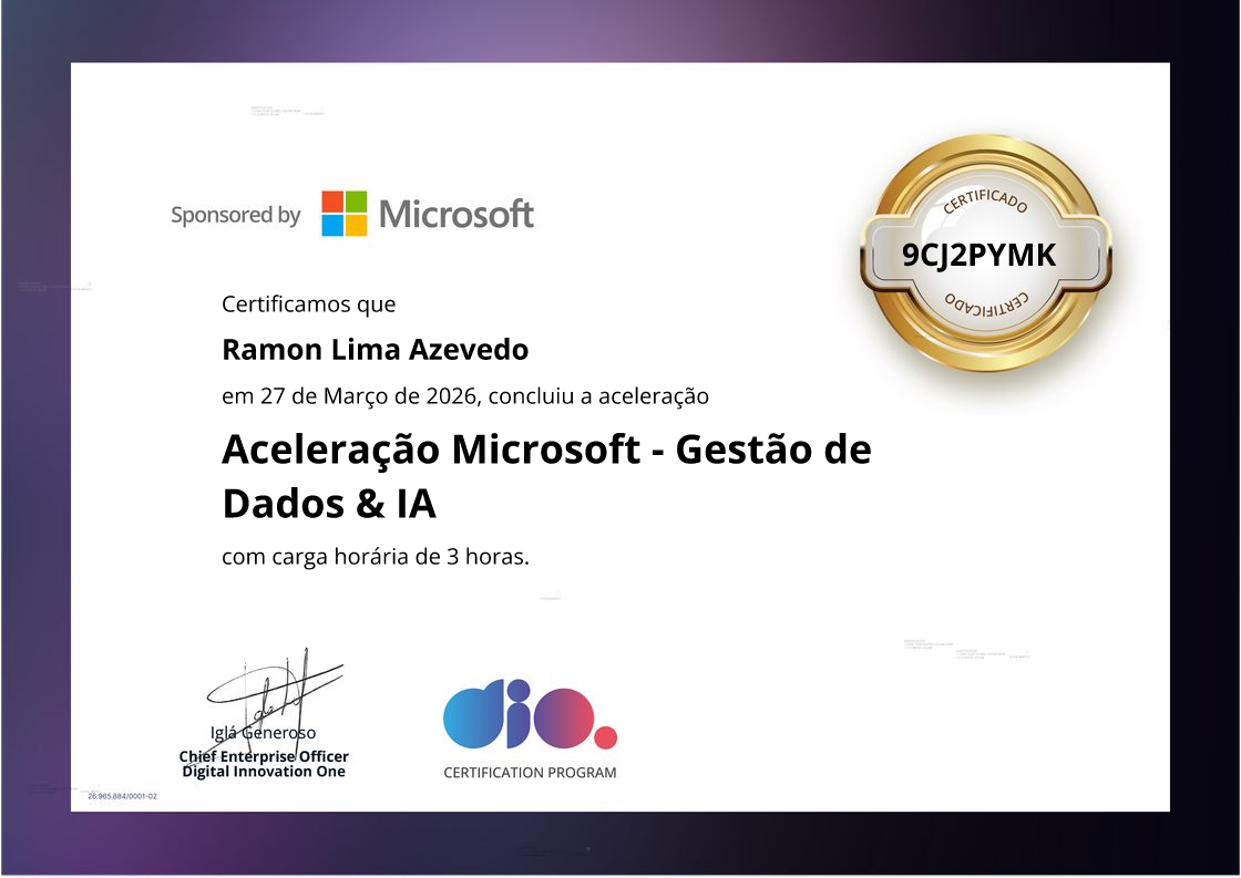 certificate of Aceleração Microsoft - Gestão de Dados & IA