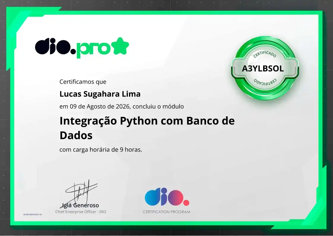 certificate of Integração Python com Banco de Dados