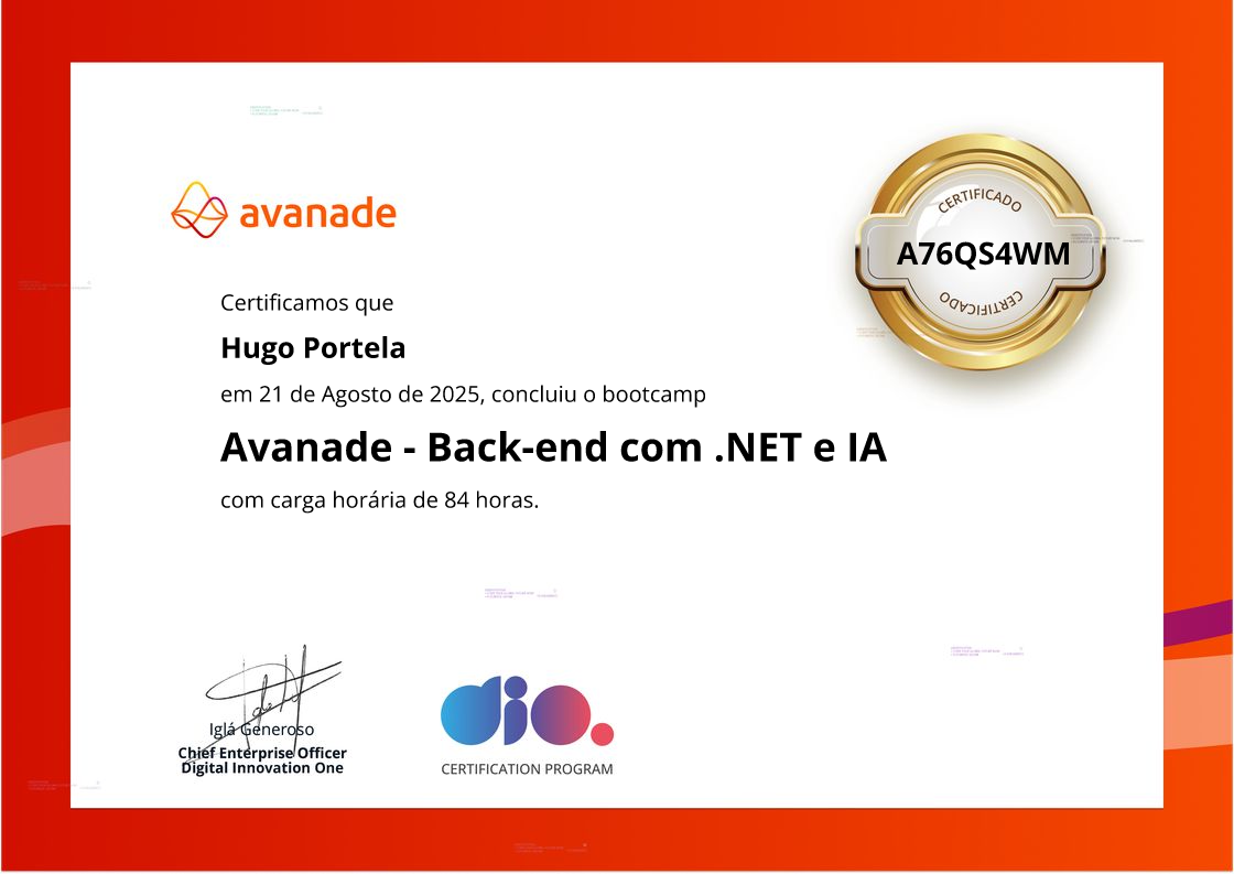certificate of Avanade - Back-end com .NET e IA
