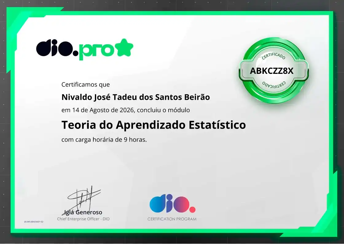 certificate of Teoria do Aprendizado Estatístico