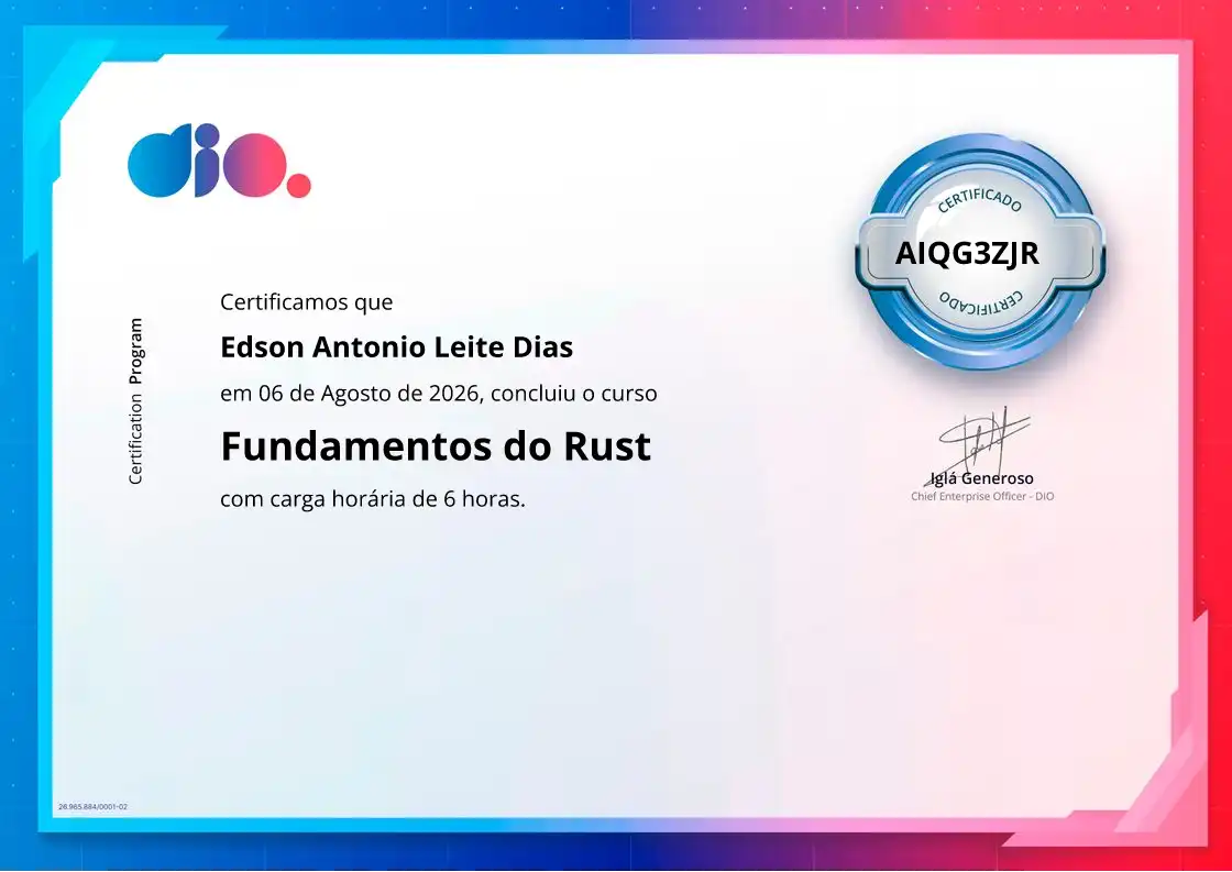 certificate of Fundamentos do Rust