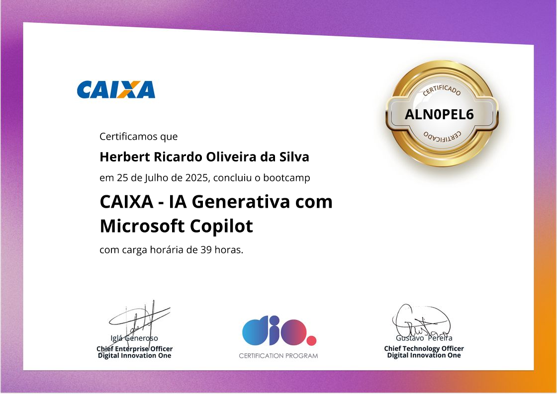 certificate of CAIXA - IA Generativa com Microsoft Copilot