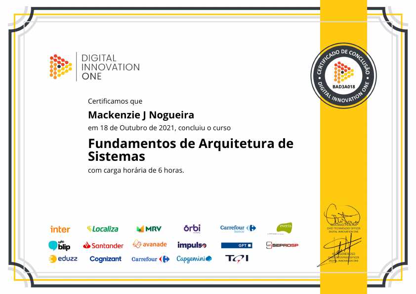 certificate of Fundamentos de Arquitetura de Sistemas