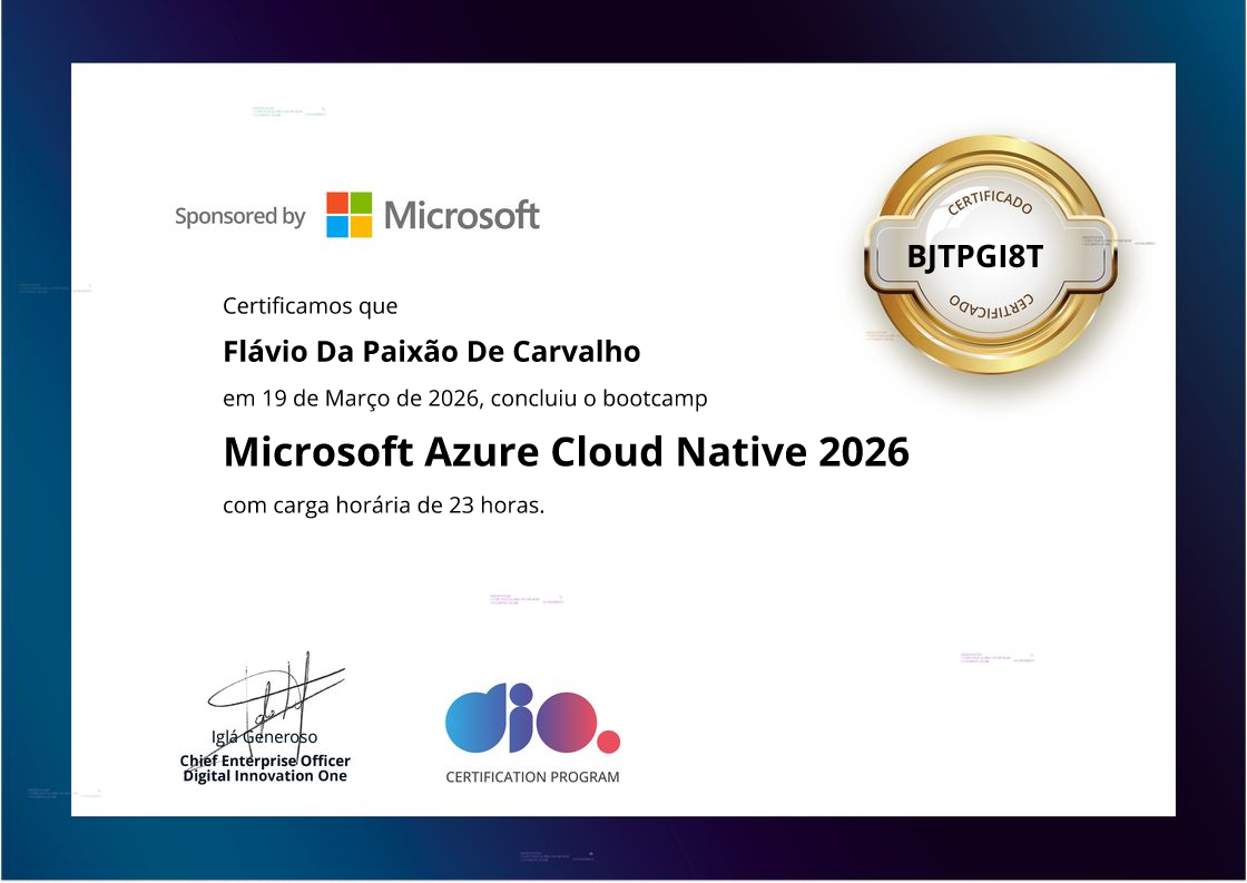 certificate of Microsoft Azure Cloud Native 2026