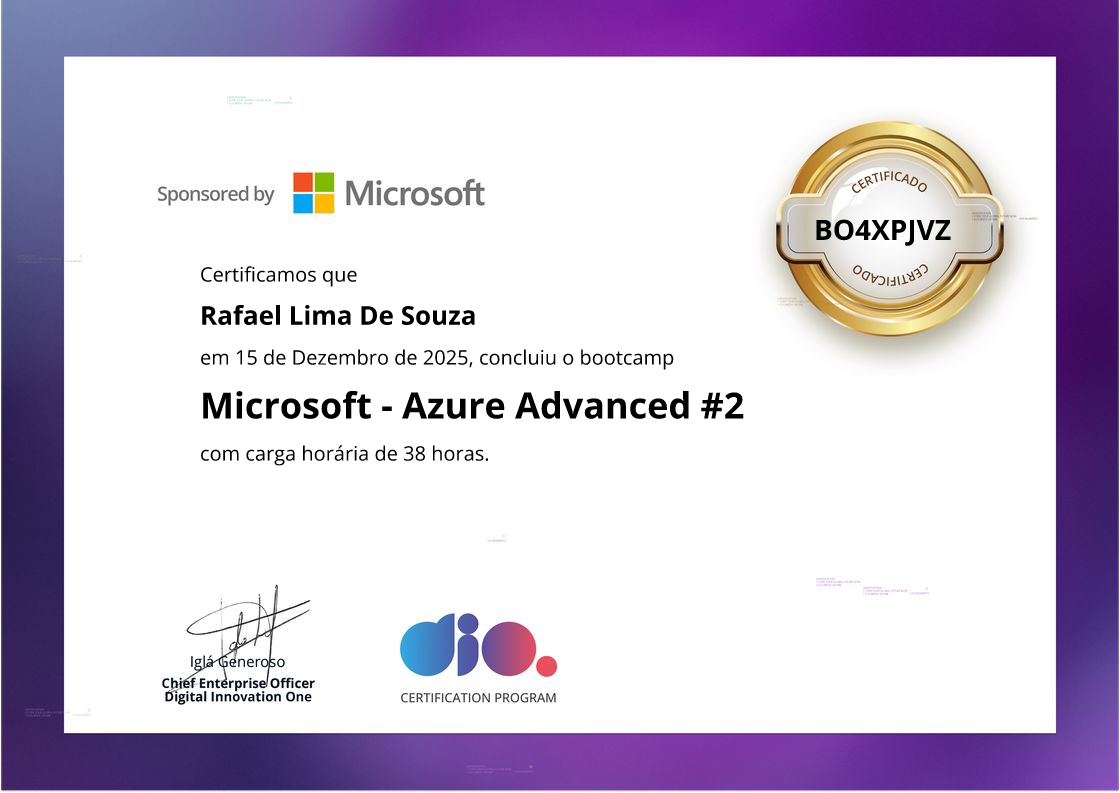 certificate of Microsoft - Azure Advanced #2