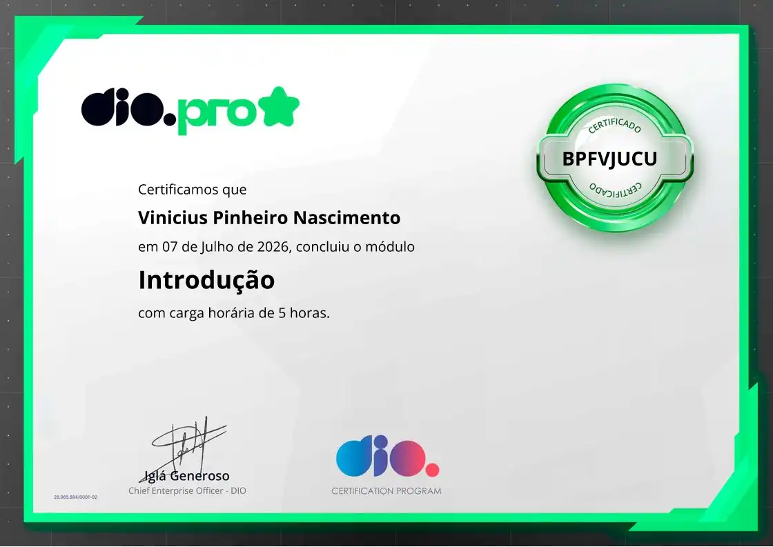 certificate of Introdução