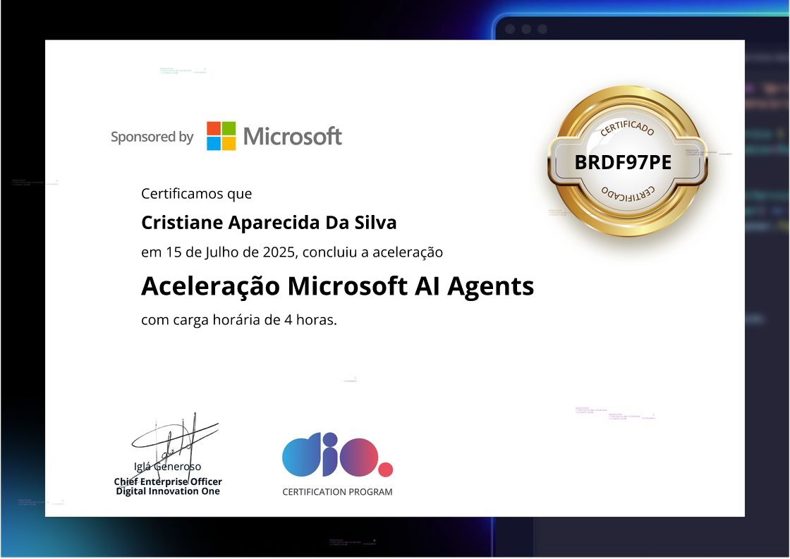 certificate of Aceleração Microsoft AI Agents