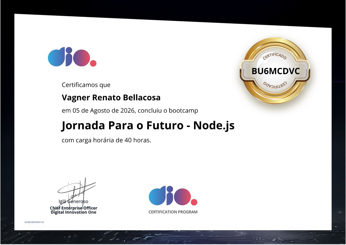 certificate of Jornada Para o Futuro - Node.js