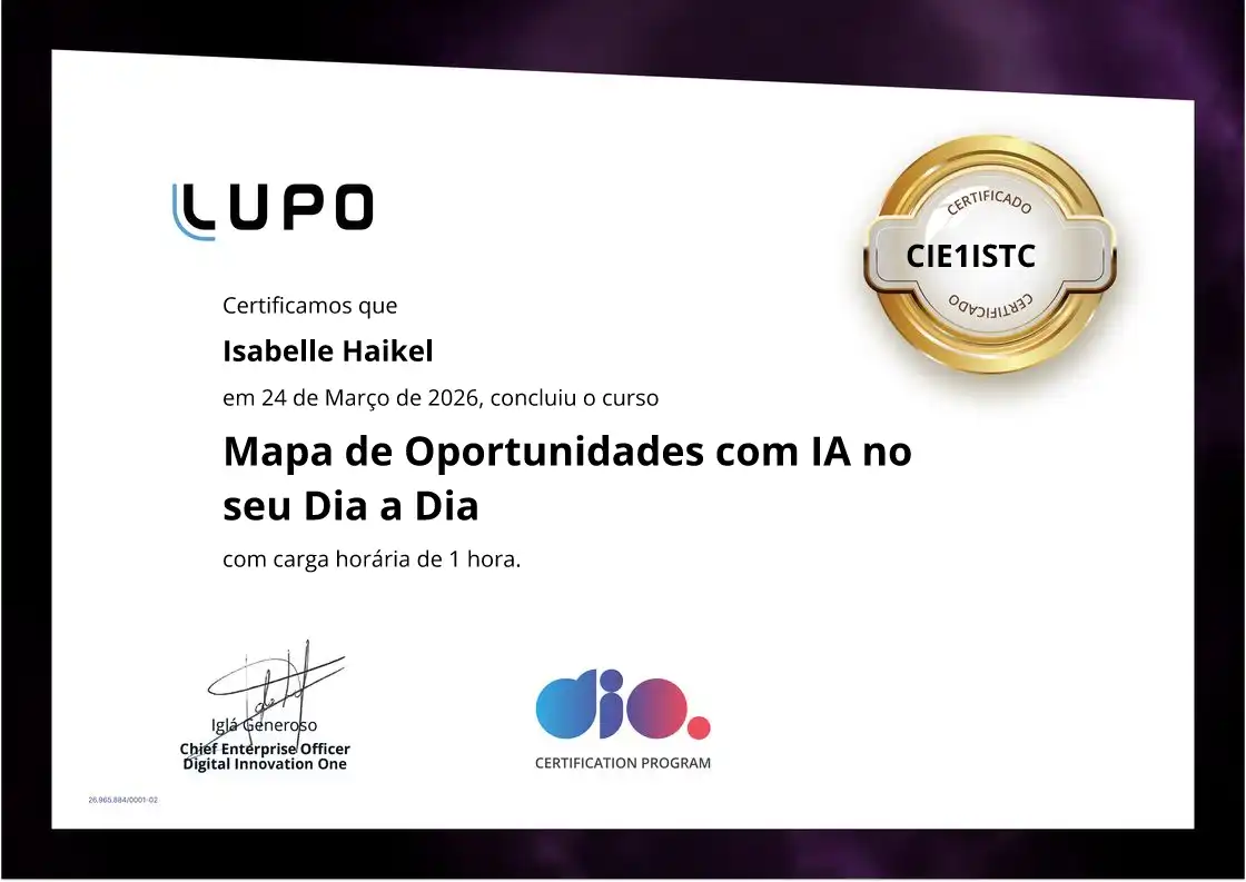 certificate of Mapa de Oportunidades com IA no seu Dia a Dia
