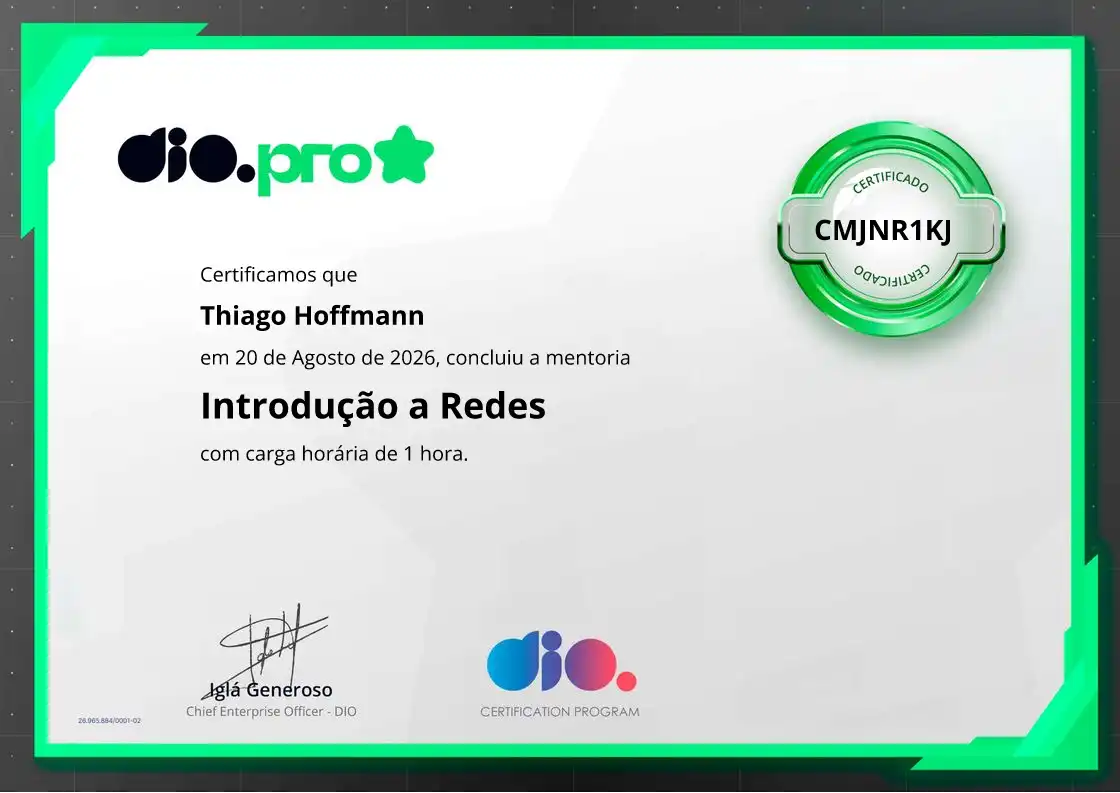 certificate of Introdução a Redes