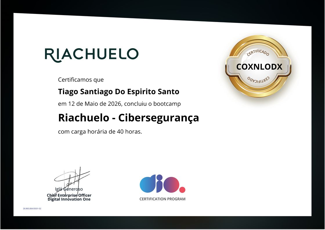 certificate of Riachuelo - Cibersegurança