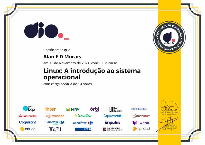 certificate of Linux: Introdução ao Sistema Operacional