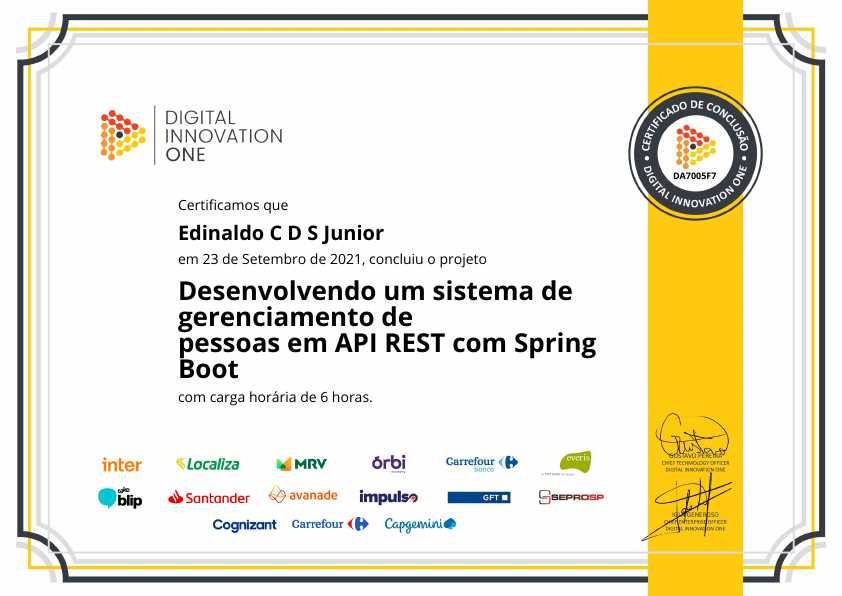 certificate of Desenvolvendo um Sistema de Gerenciamento de Pessoas em API REST com Spring Boot