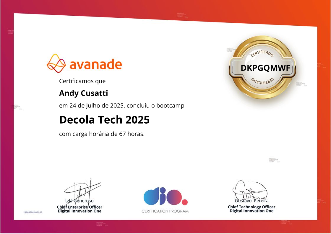 certificate of Decola Tech 2025