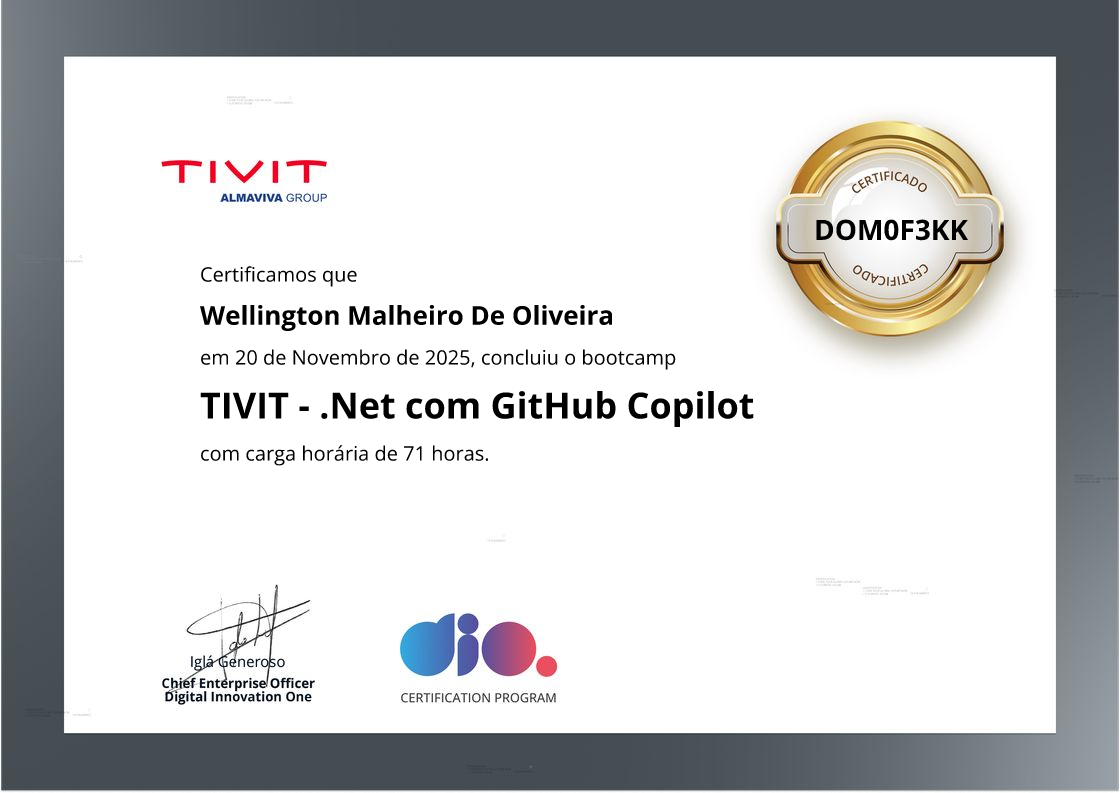 certificate of TIVIT - .Net com GitHub Copilot