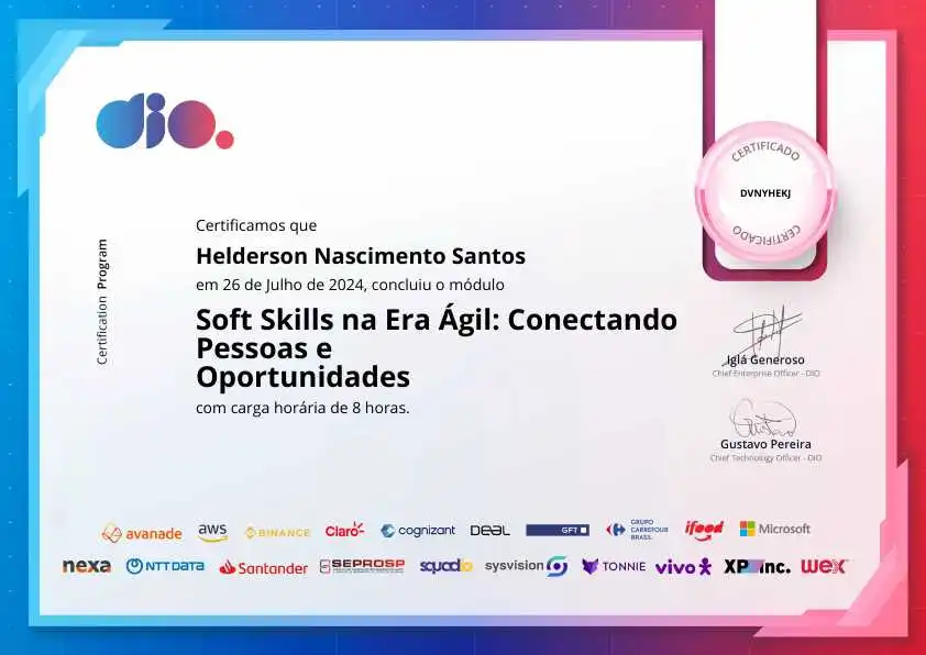 certificate of Soft Skills na Era Ágil: Conectando Pessoas e Oportunidades