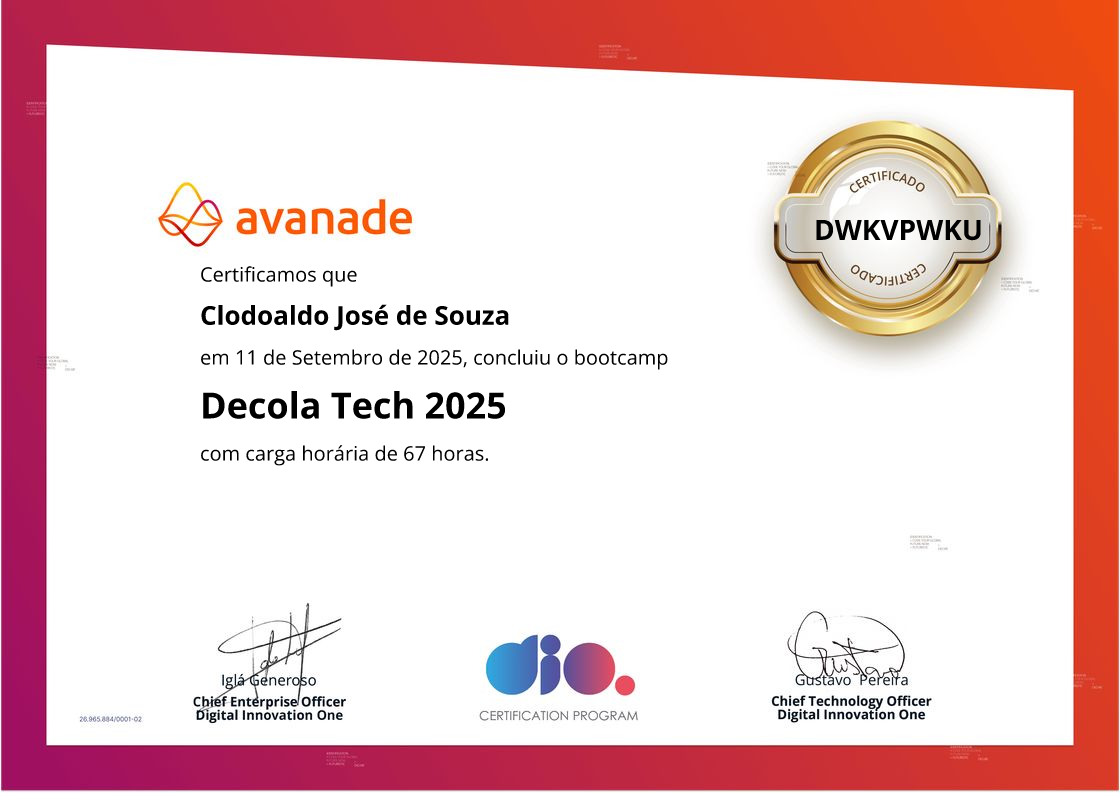 certificate of Decola Tech 2025