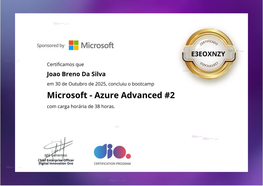 certificate of Microsoft - Azure Advanced #2